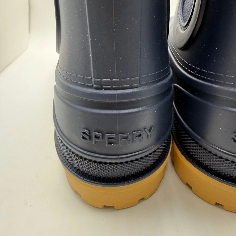 Sperry Navy Blue Rubber Rain Boots Boys Size 6 Waterproof Chelsea STK29130